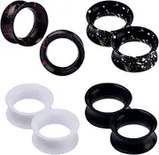[JESMODA] 8PCS Thin Silicone Ear Tunnels for Ear Soft Silicone Ear Gauges Set Tunnels Double Flared Expander Flexible Tunnel Ear Sets Stretcher Ear Plugs Earrings 2G-1inch