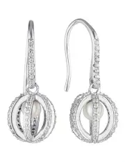 [Georgini] Majesty Freshwater Pearl And Cubic Zirconia Earrings in Silver