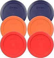Pyrex 7200-PC 2 Cup (2) Blue 1113764 & (2) Orange 1113762 & (2) Red 1113763 Lid (6-Pack)
