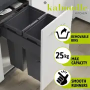 Kaboodle Pull Out Bin Waste Storage Side Mount 2 Removable Bins 22L 54L 62L 76L