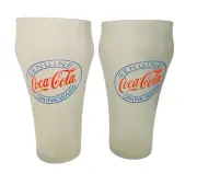 VINTAGE GENUINE FROSTED COCA-COLA DRINK WARE GLASS Set Of 2