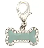 SALE!! Light Green Enamel D-Ring Bone Pet Collar Charm, Purse Charm, Zipper Pull