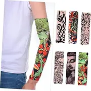 [DEARMAMY] 6Pcs Sunproof Arm Sleeves with Cool Patterns for Outdoor Activities Protection Skin Friendly Material for Fishing Running Cycling and More