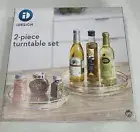Idesign Linus Turntable Organizer, Set of 2 BPA-Free Clear Plastic
