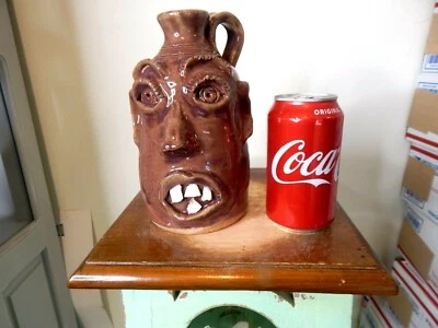 mary & stanley ferguson face jug , pottery, folk art 8''x4''