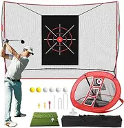 FAHKNS Golf Net, 10 x 7FT Heavy Duty Golf Practice Net with Chipping Net, Golf Practice Net, Training Net for Backyard Driving Chipping Indoor Outdoor Training