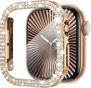 KADES Compatible for Apple Watch Series 10 Bling Protective Case with NO Black-Edged Built-in Screen Protector for Apple Watch 42mm, Rose Gold
