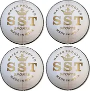 SST Leather Cricket Balls, Pack of 4, Natural White Cricket Balls 4 Piece, (Genuine 50 Overs, Test and One Day Matches)