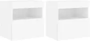 TV Wall Cabinet with Lights - 2 Pack White Engineered Wood TV Unit 40x30x40 cm for Living Room, Modern & Durable Wall Mounted Storage Solution