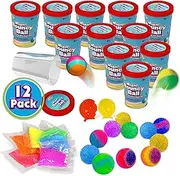 Creative Kids Make Your Own Bouncy Ball Kit - 12 Individual Packs - DIY Science Party Favors & Goody Bag Stuffers - Bulk Craft Bouncy Ball Making Kit - Ideal Valentines Gifts for Classroom
