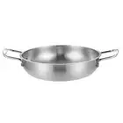 (Silver)Dual Loop Handle Frying Pans 1350ML Thicken Stainless Steel Flat Bottom
