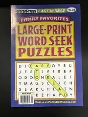 Penny Press Large Print Family Favorites Word Seek Puzzles Book May 2024
