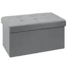 BRIAN & DANY Folding Linen Storage Boxes Footstool Ottoman, Grey 159Kg