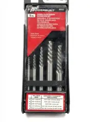 Powerbuilt 642513 5 Pc Spiral Flute Screw Extractor Set