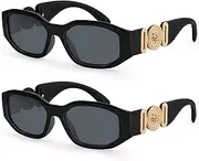 [ZMNVEG] Sunglasses Womens Mens Retro 90s Rectangle Small Sunglasses for Ladies Fashion Trendy Design Sun Glasses Vintage Small Square Frame UV400 Protection Eyewear with Case