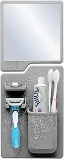 Fog Beating Shower Mirror with Built-in Razor Hook | Powerful Suction, Guaranteed Fog-Free | Unbreakable | Ideal for Travellers, Plus a No Slip Silicone Toiletry Holder - Ingenious Bathroom Companion
