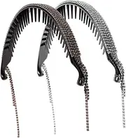 SHERCHPRY 2Pcs Rhinestone Hair Bun Holders with Tassels Glitter Ponytail Clips for Women and Stylish Hair Accessories for Weddings Parties and Everyday Use
