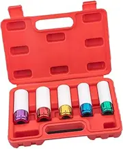 Thin Wall Socket Set Universal 1/2" Drive Protective,Men,15 17 19 21 22 mm, Impact Socket Set, Heavy Duty, Impact Socket Set