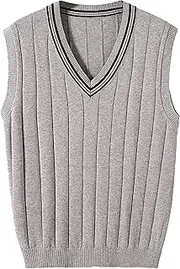 [JEShifangjiusu] Men'S Cardigan Sweaters Wool Blend V Neck Solid Color Sweaters Casual Sleeveless Pullover Knitwear Vest