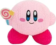 TOMY Nuiguru Knit Kirby Plush - Kirby with Invincible Candy - Collectible Knit & Crochet Plushies - Cute Desk Accessories and Easter Basket Stuffers - Gaming Room Decor and Accessories - 6 Inch