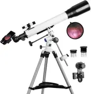 Telescopes for Adults, 70mm Aperture and 700mm Focal Length Smartphone Adapter