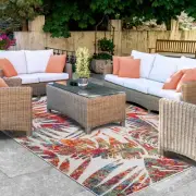 Siesta Modern Botanical Abstract Leaves Colorfast Soft Indoor Outdoor Area Rug