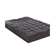Double Mattress Topper Pillowtop Charcoal Microfibre Bamboo Filling Protect