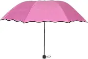 [Healeved] Color-changing Folding Umbrella with Uv Protection Parasol Compact and Portable Threefold Design Stylish Korean Black Coating for Sun and Rain Protection