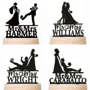 Football Wedding Cake Topper Soccer Players Bride and Groom Personalised Decor