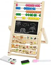 Children Multifunction Drawing Board Abacus Learning Calculation Stand Montessori Counting Cognition Board Wordpad Letters Math Learn Toys Blue