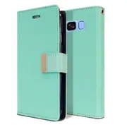 For Goospery Samsung Galaxy S8 Rich Diary Wallet Flip Case Leather Card Slots Magnetic Cover (Aqua) S8-RIC-MNT