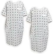 [Classy Pal] Hospital Gown, Heart Chest Pocket for Women and Men, Medical Patient Gowns, Birthing Maternity Labor, Fits to XXL