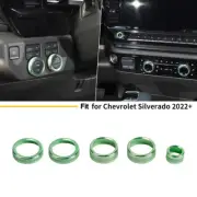 Headlight Radio AC Switch Control Knobs Ring Trim For Chevy Silverado 22+ Green