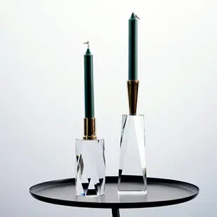 北歐現代時尚簡約多邊水晶玻璃金屬口燭臺鉆石切割輕奢蠟燭臺擺件