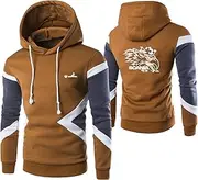 [SJHKXAHY] Men's Pullove Hoodie for Scania Printed Color Block Sweatshirts Long Sleeve Hoody Casual Sweater Drawstring Tops - Teen Gift-Brown+Grey||XL