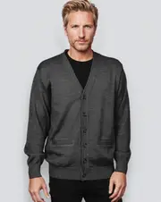 Ansett Shadow Grey Super Wash Wool Cardigan