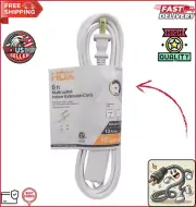 6 Ft. 16/2 Light Duty Indoor Multi-Outlet Extension Cord, White, 3 Outlets, Safe