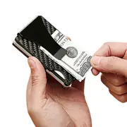 RFID Blocking Carbon Fiber Card Holder Slim Wallet for Men with Anti-Theft Protection-Black