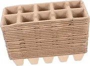 Happyyami Flat Seedling Trays Set of 20 10-Hole Starter Trays Drainage Ideal for Small Planting Pots Gardening Supplies DIY Enthusiasts