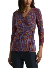 [Lauren Ralph Lauren] Paisley Stretch Jersey Top in Multi