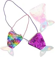 [HAPINARY] 3pcs Mermaid Sequin Crossbody Bags for Portable Mini Change Purses Rainbow for Storage Beach Outings Fun Glitter Accessories