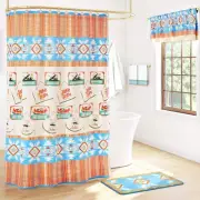 Sant Fe Aztec Southwestern Full Bath Set Curtain Towels Lake Adventure Bath Rug