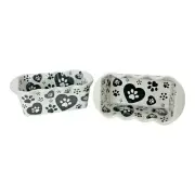 NEW Temp-tations Pawfetti 2 Mini Loaf Pans Ceramic Paw Prints on White No Lid