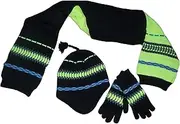 [N'Ice Caps] Boys Sherpa Lined Knit Hat Scarf Touchscreen Glove 3PC Skier Set