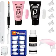 BOLT BEE Acrylic Poly Nail Gel Extension Set | Nail Art Combo Kit with Mini Nail Lamp (Multicolor)