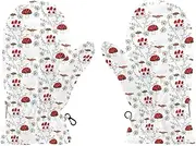 [Joisal] Whimsical Mushrooms White Kids Lined Gloves, Big Kids Gloves Winter, Soft and Warm, Boy Gloves 4 6, Medium, Whimsical Mushrooms White