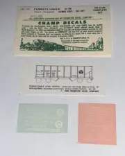 CHAMP HO DECAL-PENNSYLVANIA / PRR OPEN HOPPER 50T - RED w/WHITE LETTERS - HC-47