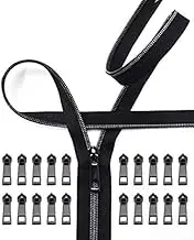 CYS #5 Black Zippers Tape by The Yard 10 Yards Nylon Zippers for Sewing with 20 Pcs Gunmetal Zipper Pulls Sliders Zipper Yard Roll for Tailor Crafts Bags and Purses