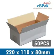 50x Mailing Box 220 x 110 x 80mm White Regular Carton for 500g Satchel Bag