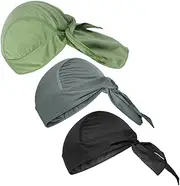 Happyyami 3 Pack Quick Dry Cycling Hat Turban Cooling Head Wrap for Men Women Cycling Skull Caps Pirate Bandana Running Cap